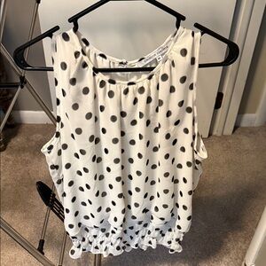 Collective Concepts White Blouse with Black Polka Dots